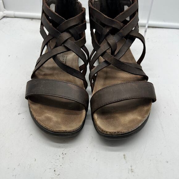 Naot Gladiator Sandals Womens 38 US 7 Brown Leather Strappy ankle - Picture 4 of 8